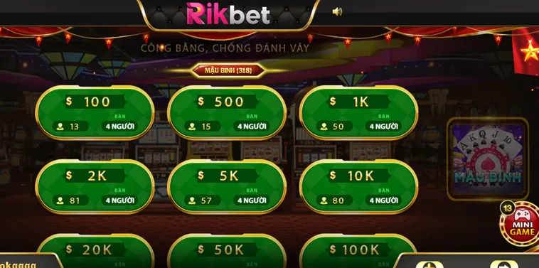 Mậu Binh Tại RikBet Trải Nghiệm Sảnh Chơi Bài Đẳng Cấp Thượng Lưu Quốc Tế