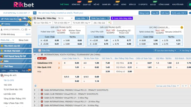 Thể Thao SABA Sports RikBet Trải Nghiệm Cá Cược Thể Thao Chuyên Nghiệp